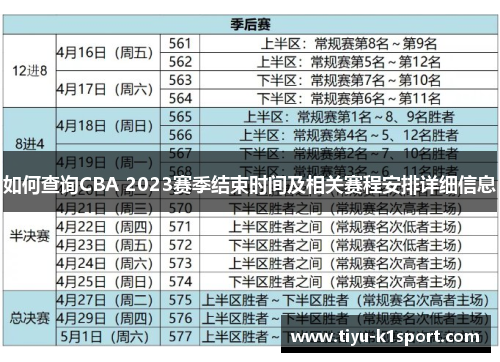如何查询CBA 2023赛季结束时间及相关赛程安排详细信息 如何查询CBA 2023赛季结束时间及相关赛程安排详细信息