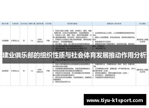 建业俱乐部的组织性质与社会体育发展推动作用分析